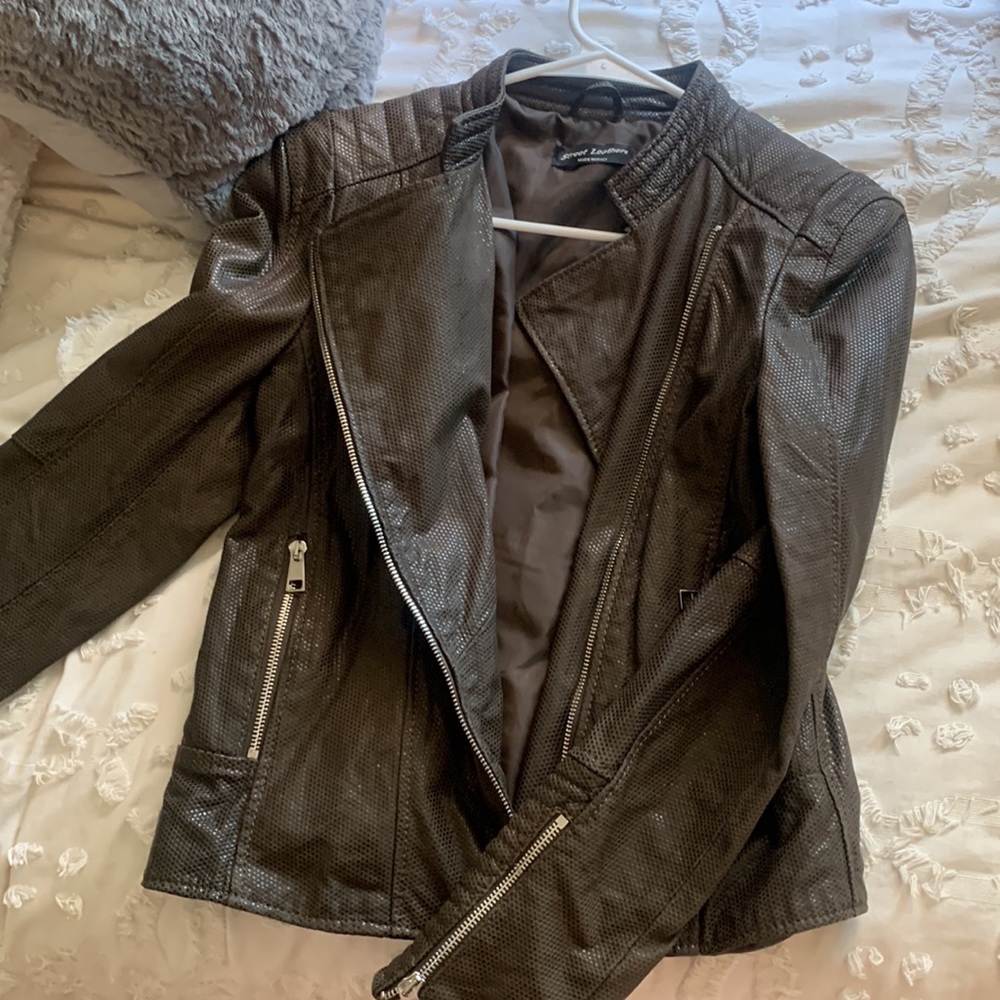 Dark brown Italian leather Moto jacket